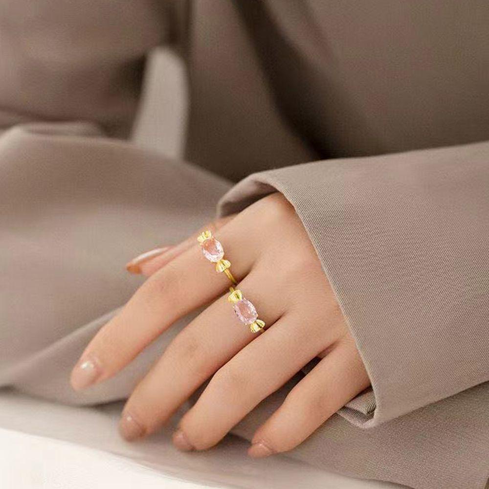 Nhẫn Hở Y2K Bằng Kim Loại Màu Hồng Thiết Kế Độc Đáo Thời Trang Cho Nữ