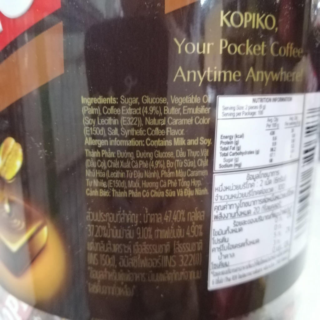 Kẹo Cà Phê Kopiko Coffee Candy (Hủ 600g)