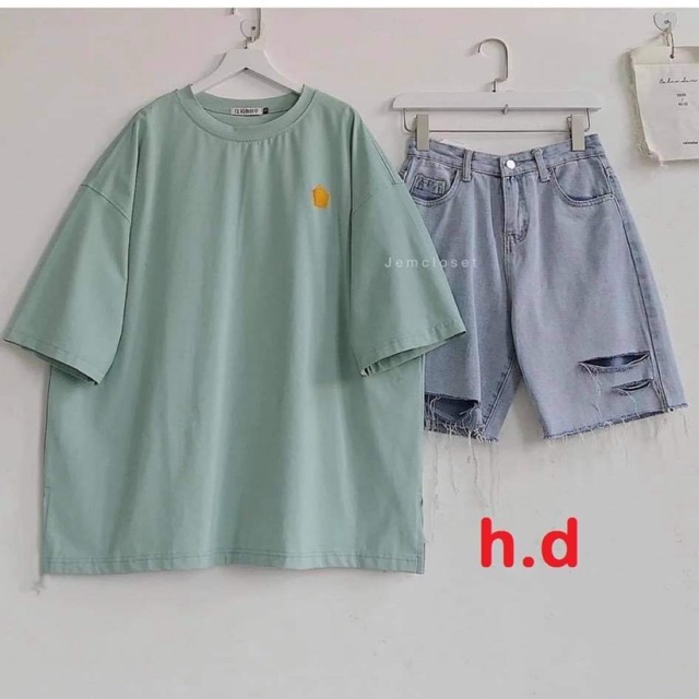 [Mã FAXANH245 giảm 10K đơn 50K] Sét logo lục giác + quần bò đùi rách HDN876