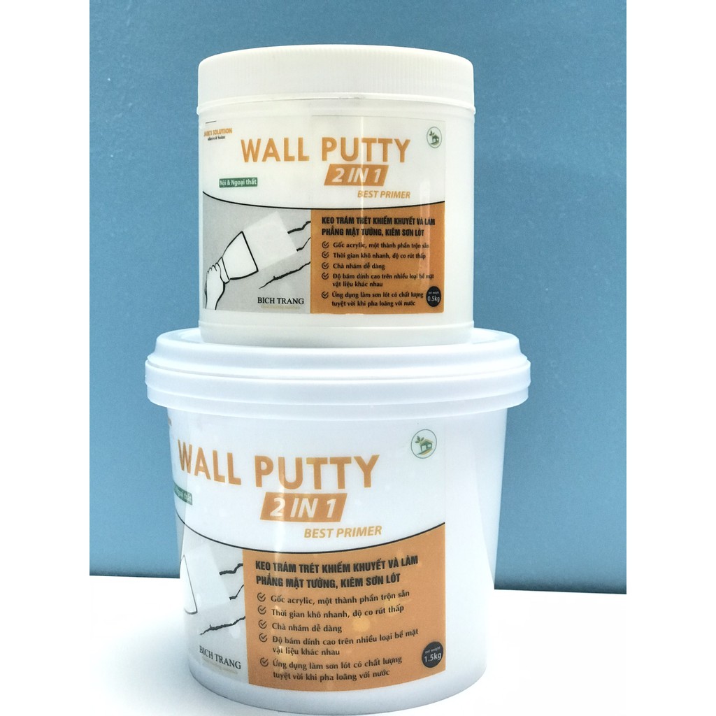 Keo che lắp lỗ ốc vít, lỗ dinh, tắc kê và vết nứt nhỏ - kiêm sơn lót - Wall Putty (2 in 1) trộn sẵn sử dụng ngay