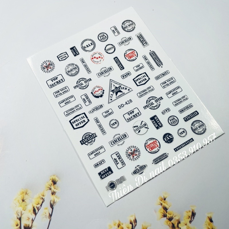 Sticker dán móng tay hoạ tiết chữ hình Thiên Di Nail