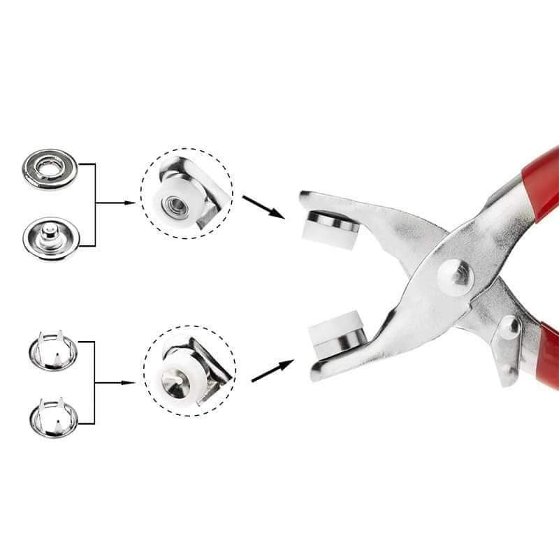 Kìm Bấm Cúc Vành Áo Kim Loại Đa Năng Bộ Kìm Bấm Khuy Kèm 100 cúc bấm