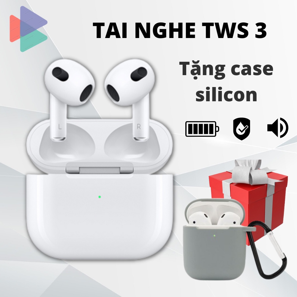 Tai nghe bluetooth TWS 3 âm thanh vòm ,cảm biến, đổi tên sạc không dây