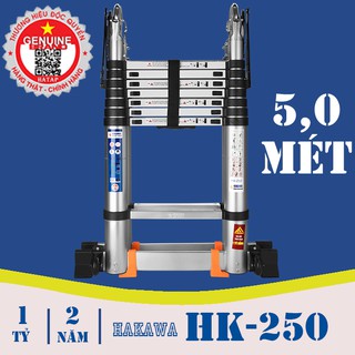 Thang Nhôm Rút Chữ A 5M  HAKAWA Nhật Bản - BH chính hãng 2 năm