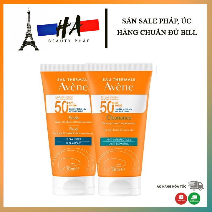 Kem Chống Nắng Avene Dry Touch Fluide SPF50+ 50ml  Avene Mattifying Cleanance SPF50+ 50ml (Mẫu Mới)