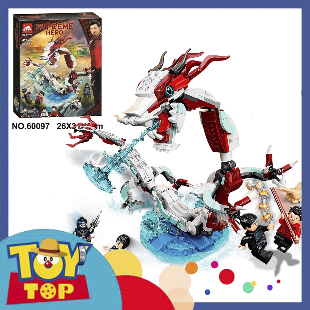 Đồ chơi lắp ráp ghép siêu anh hùng Shang chi rồng thần trong cuộc đại chiến làng cổ xếp hình Tank 60097 mô phỏng 76177
