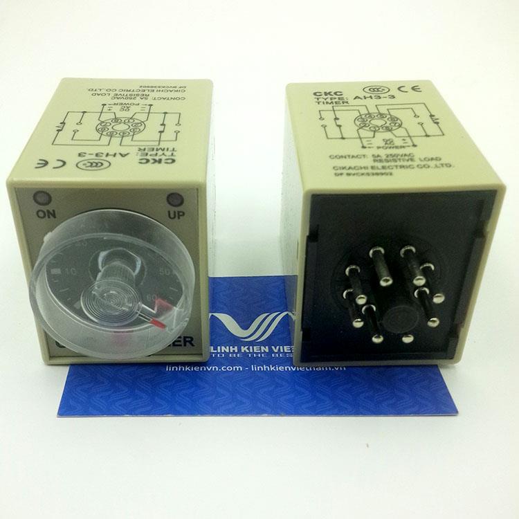 Timer giây 0-30s, Rơ Le Thời Gian CKC AH3-3 AC220V Kèm Đế