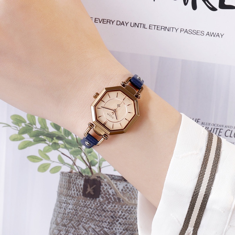 Đồng Hồ Quartz JULIUS JULIUS Mặt Đa Giác Dây Đeo Da 750