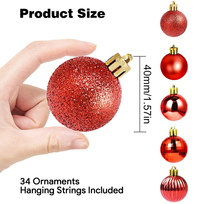 Set 34 Quả Cầu Treo Trang Trí Giáng Sinh 4cm