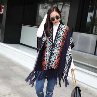 (sẵn) ÁO CHOÀNG BOHO KẾT HỢP LÀM KHĂN | CHẤT LEN HỌA TIẾT BOHO