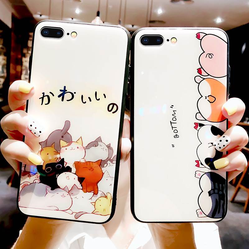 [ IPHONE ] Ốp Lưng Kính Cường Lực Family Cat - A050