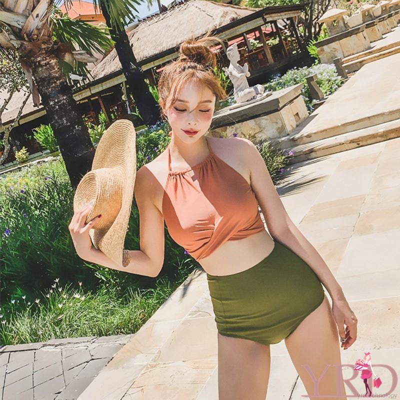 Bộ bikini lưng cao màu trơn gợi cảm dành cho nữ | BigBuy360 - bigbuy360.vn