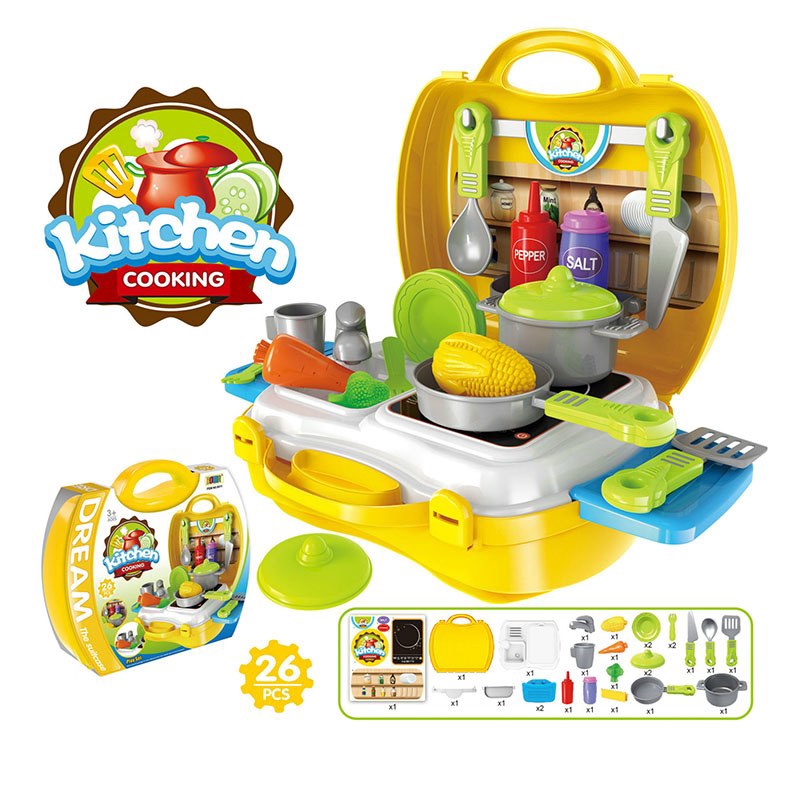 Hộp vali đồ chơi nồi nấu ăn rau củ quả cho ba mẹ và bé