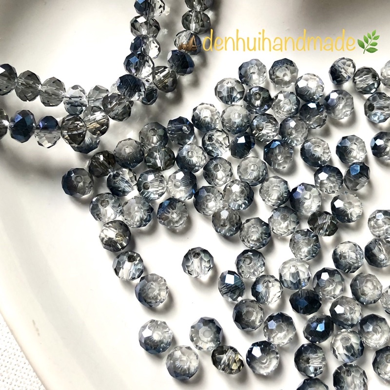 50 Hạt Pha Lê Mạ Điện 2 Màu Hình Tròn Dẹp  6mm