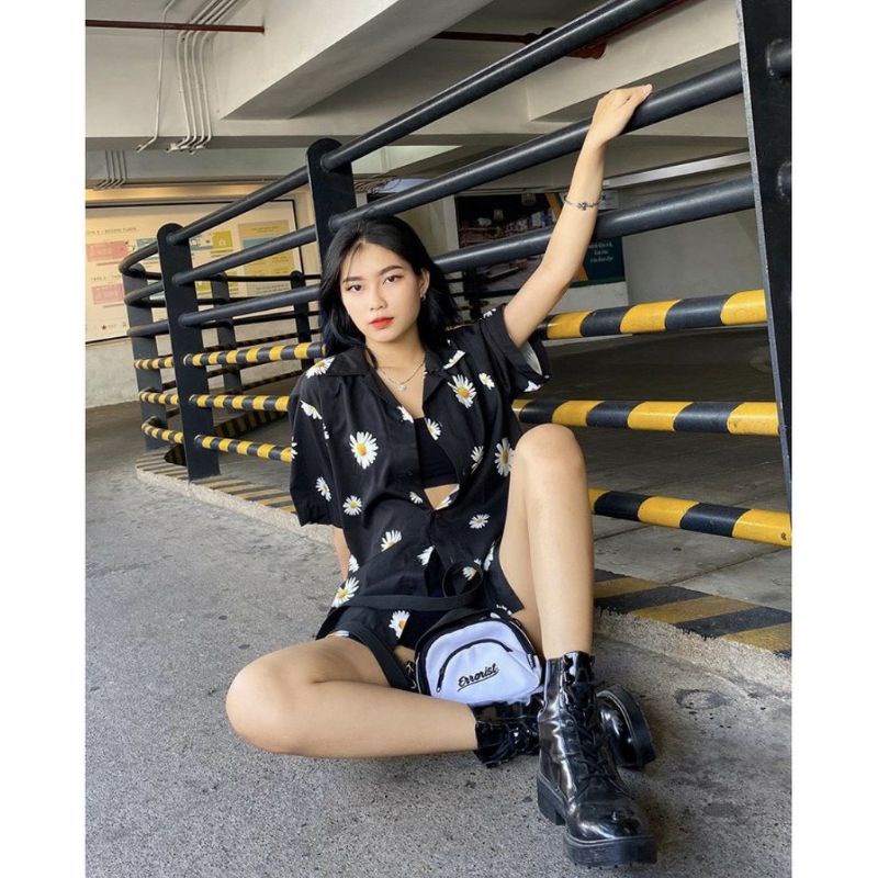 Áo Sơ Mi Tay Ngắn Unisex Cổ Bẻ Phông Cách Hàn Quốc Freesize