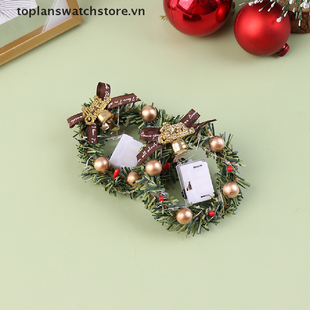 Vòng Nguyệt Quế Giáng Sinh Có Đèn Tỉ Lệ 1 / 12 1 / 6 Trang Trí Nhà Búp Bê