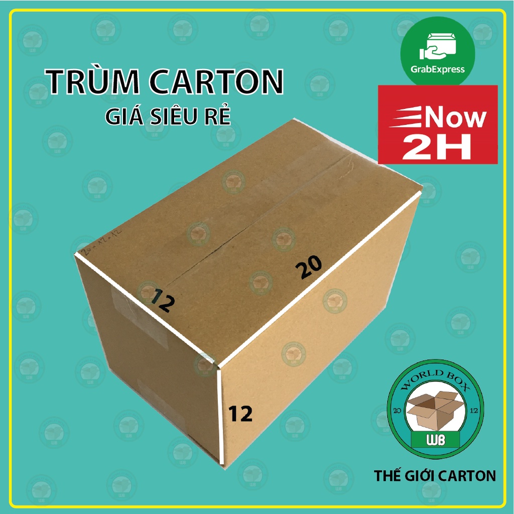 Thùng gói hàng 20x12x12 bộ 100 trơn cứng cáp