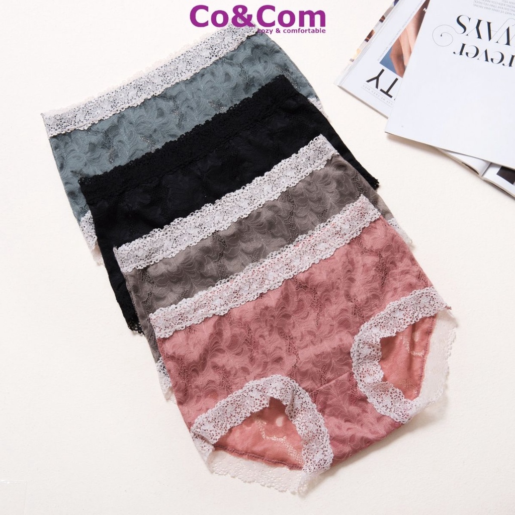 Quần Lót Nữ Viền Ren Hoa Cao Cấp Sexy Co&Com NO20317 Ren Mềm Lót Đũng Cotton Kháng Khuẩn Thấm Hút Tốt