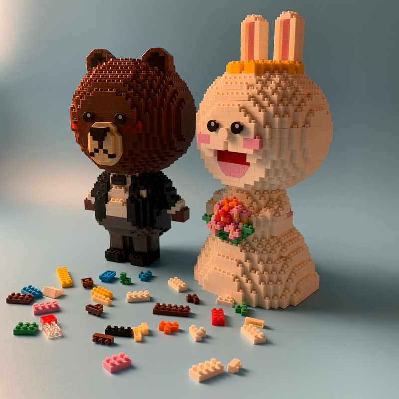 XẾP HÌNH LEGO GẤU BROWN - MINI BLOCK THỎ CONY - MINIBLOCK 3D LINE FRIEND