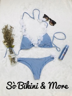 Bộ bikini đính hoa voan