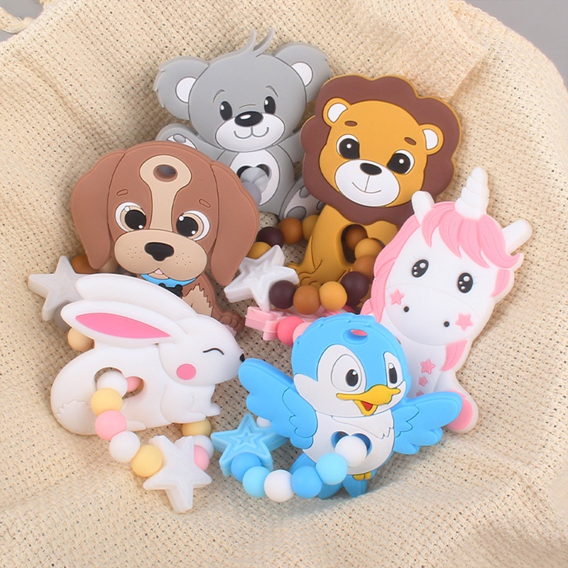 Vòng Tay Chuỗi Hạt Silicone Đồ Chơi Nhai Gặm Cho Bé Sơ Sinh