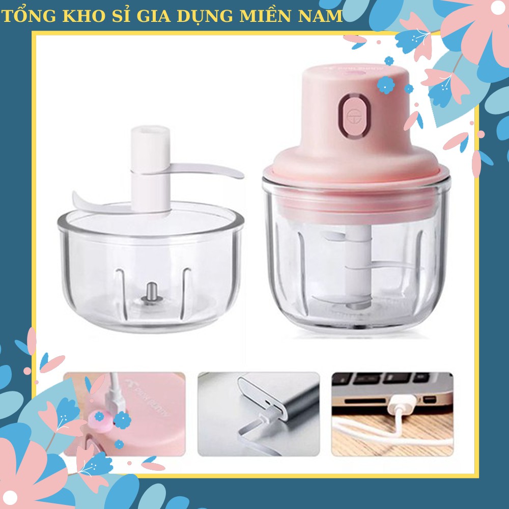 Máy xay tỏi ớt, hành, rau củ quả dung tích 250ml mini cầm tay đa năng sạc pin cao cấp