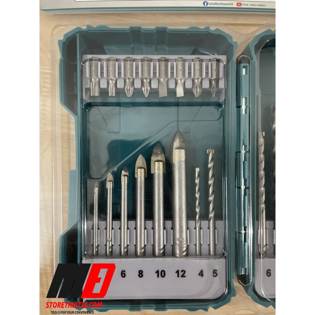 TACSDL12201 Bộ 22 mũi khoan  và mũi bắt vít Total