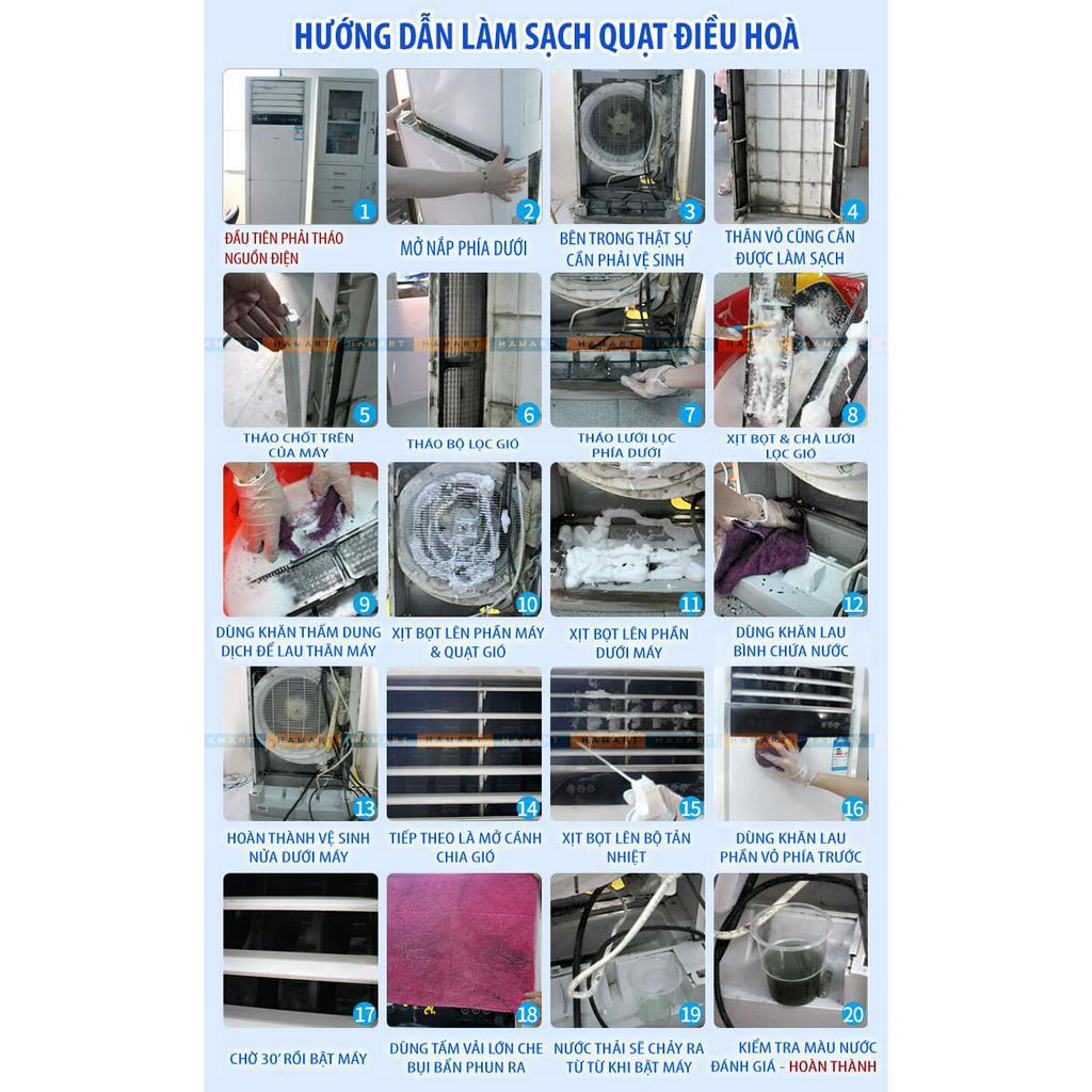 Bình Xịt Vệ Sinh Máy Lạnh Tạo Bọt 500ML Tẩy Rửa Đa Năng Quạt Điều Hoà Máy Làm Mát Toàn Diện