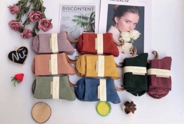 Sỉ lố 10 đôi tất móc len tăm cổ cao chất bao xịn cho nữ