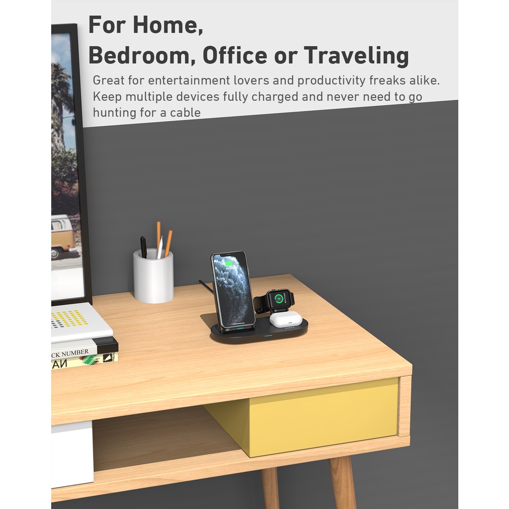 Đế Sạc Không Dây AUKEY 3IN1 LC-A3 CHUẨN QI 10W