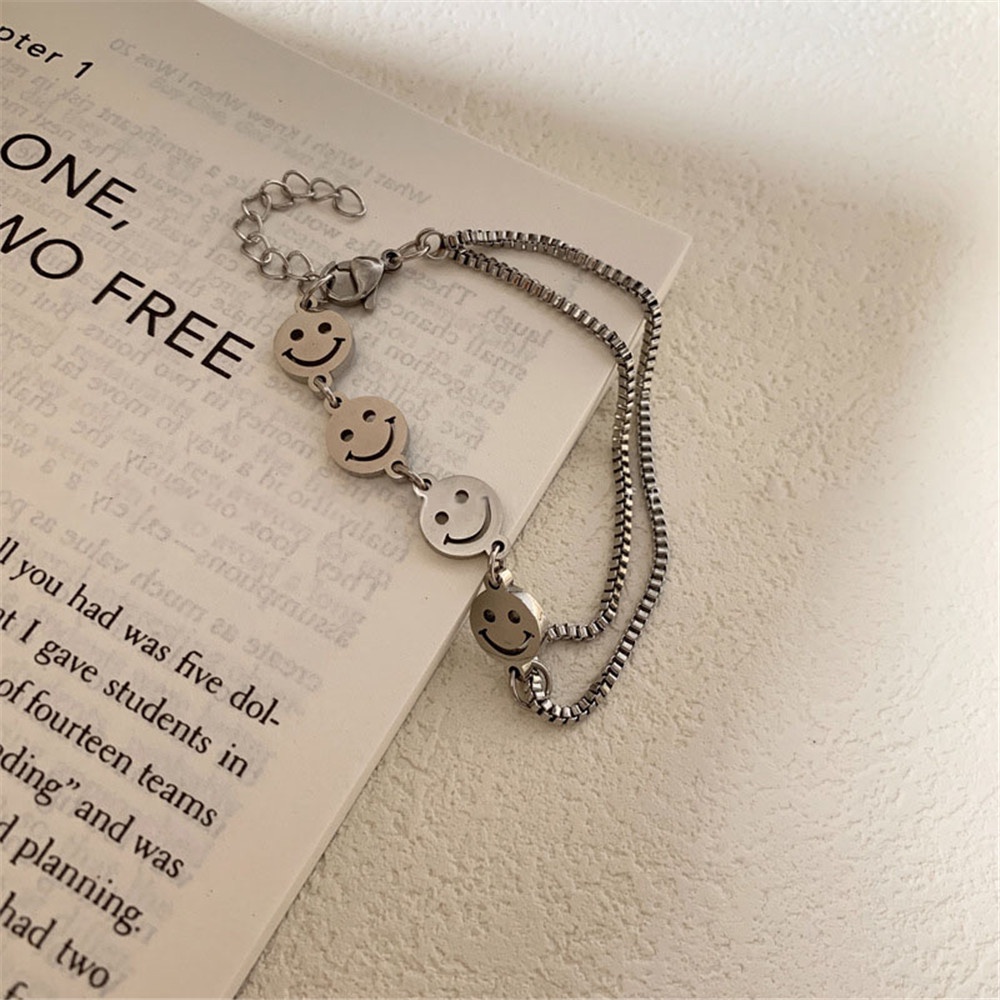 Vòng Tay Thiết Kế Mặt Hình Mặt Cười Phong Cách Hip hop Cá Tính