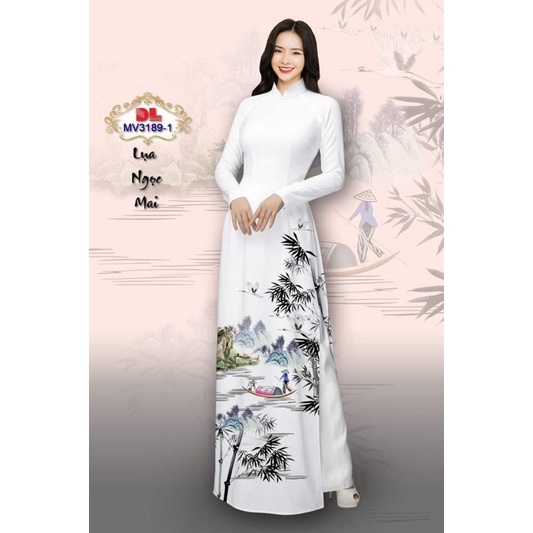 vải áo dài lụa trắng in hình