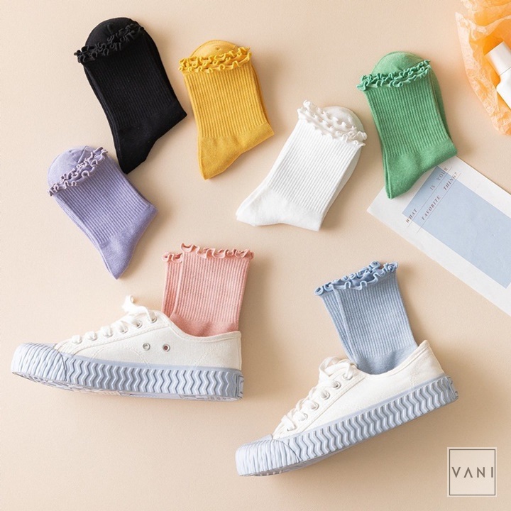 Tất Nhún Cổ Bèo Cao Bảng Màu Pastel Phong Cách Lotita - Vani Store [TAT00127]