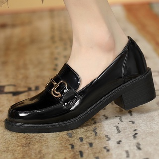 Giày da đế bằng 5cm phong cách anh quốc thời trang cho nữ
