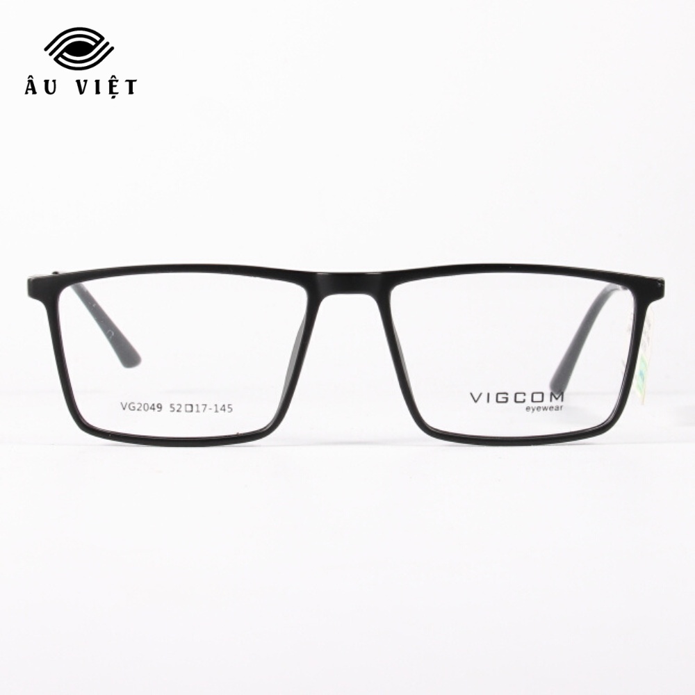 Gọng kính nhựa Vigcom VG-2049 nam nữ unisex dáng chữ nhật vuông màu đen nhám Full box