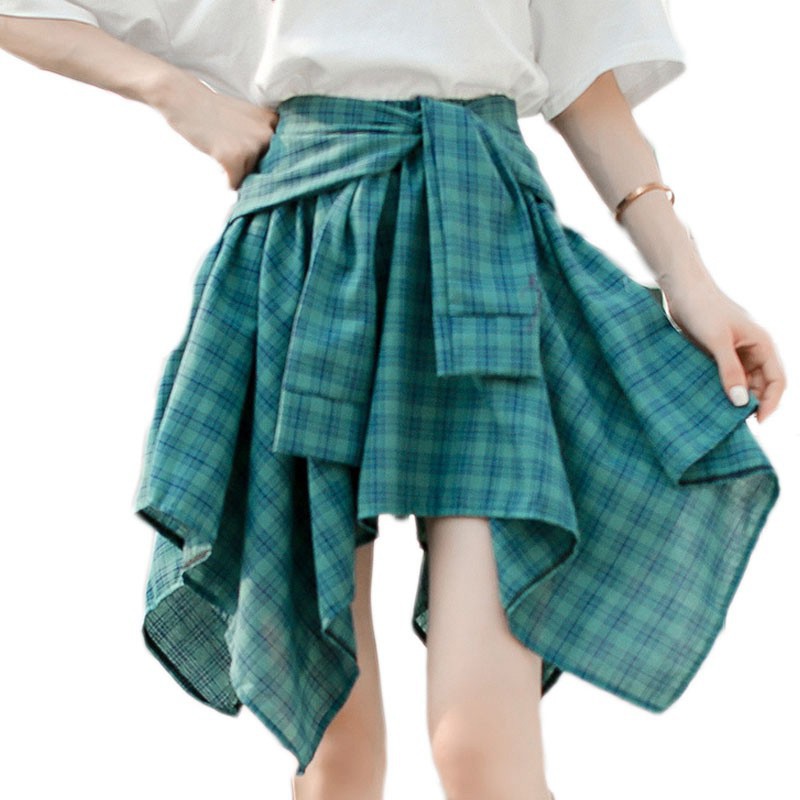 Váy lưng cao in họa tiết sọc caro chất liệu polyester thời trang cho nữ | BigBuy360 - bigbuy360.vn