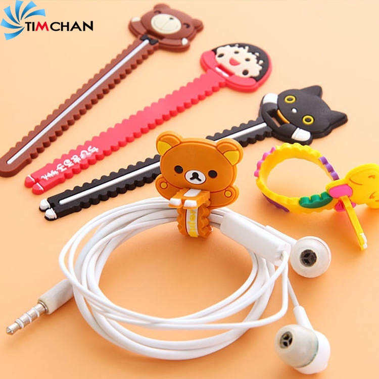Dụng cụ quấn dây cáp tai nghe gọn gàng bằng silicon phong cách hoạt hình tùy chọn kiểu dáng