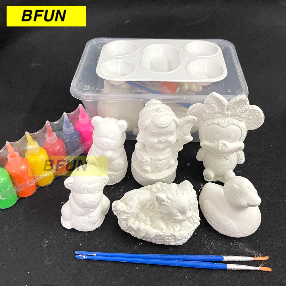 Bộ Tô Tượng Đầy Đủ MÀU + CỌ - Đồ Chơi Tượng Tô Màu Thạch Cao Cho Bé Đồ Chơi Cho Bé Bfun