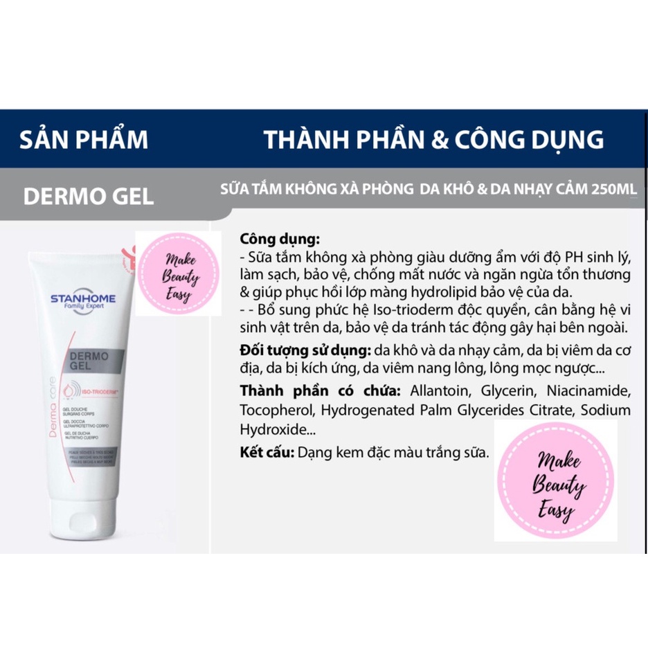 Sữa Tắm Không Xà Phòng Da Khô Và Da Nhạy Cảm Stanhome Dermo Gel 250ml