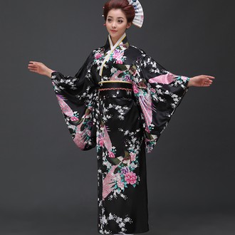 Kimono yukata hình chim công, có size bé gái, hàng về sau 10 ngày.