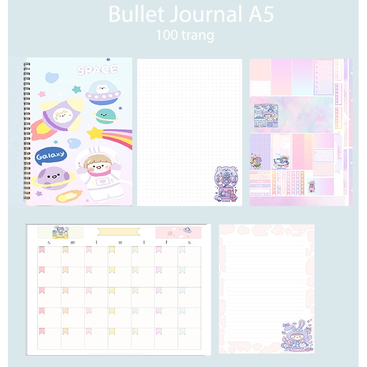 Sổ bullet journal roro jump SBJ35 A5 100 trang 160gsm chấm kẻ ngang  in màu monthly planner  Sổ tay vẽ chì Sketchbook