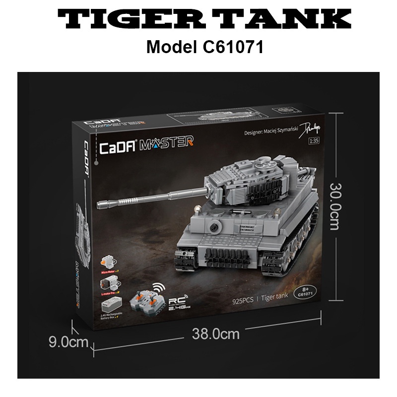 Đồ Chơi Lắp Ráp Kiểu LEGO TECHNIC Xe Tăng TIGER TANK Điều Khiển RC No.C61071 Với 925 Mảnh Ghép,Tặng Kèm Động Cơ Pin Sạc