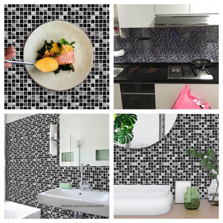 Sticker Dán Tường Họa Tiết Gạch Ốp Lát Tự Dính Cho Nhà Bếp/Phòng Tắm