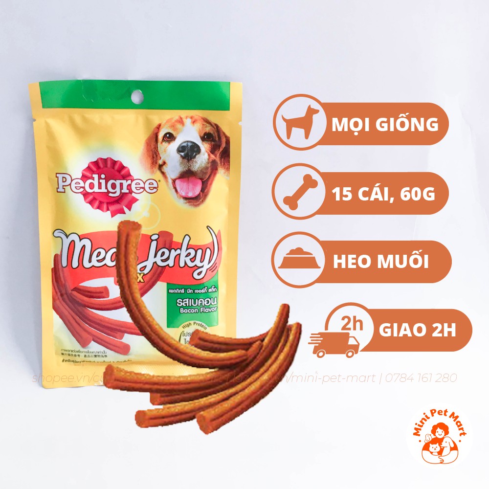 Thức ăn vặt cho chó vị thịt heo muối PEDIGREE 60g (15 cái) - snack, bánh thưởng cho chó