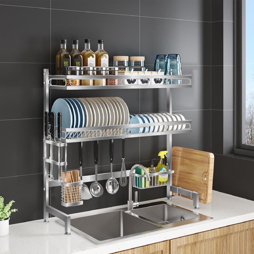 Kệ chén bát đa năng RENSI Chất liệu INOX cao cấp, kệ bát 2 tầng  dài 106 cm phù hợp cho bồn đôi.