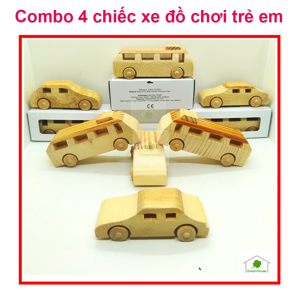 combo 4 xe đồ chơi gỗ trẻ em Greenhouse - Ngôi Nhà Xanh