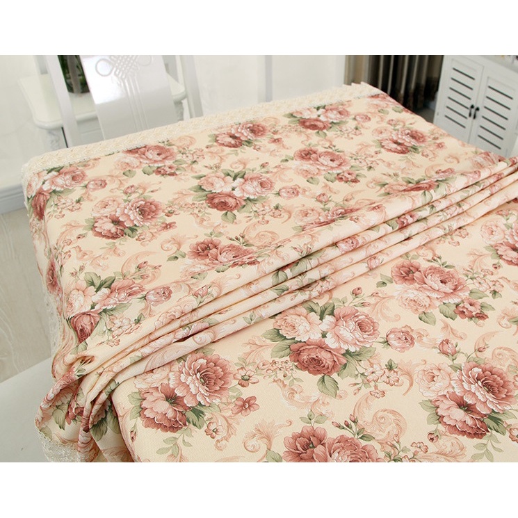 [90*150cm] Khăn trải bàn vài jacquard dệt nổi VIỀN REN họa tiết MẪU ĐƠN sang trọng thanh lịch [T042]