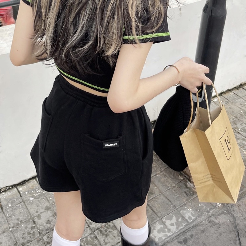 GILLBABY | Quần short thể thao năng động chất nỉ 2 màu đen trắng (TOMMY SHORTS)