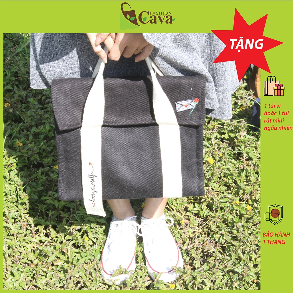 Túi đeo chéo vải canvas cao cấp thêu hình - Love.M Bag