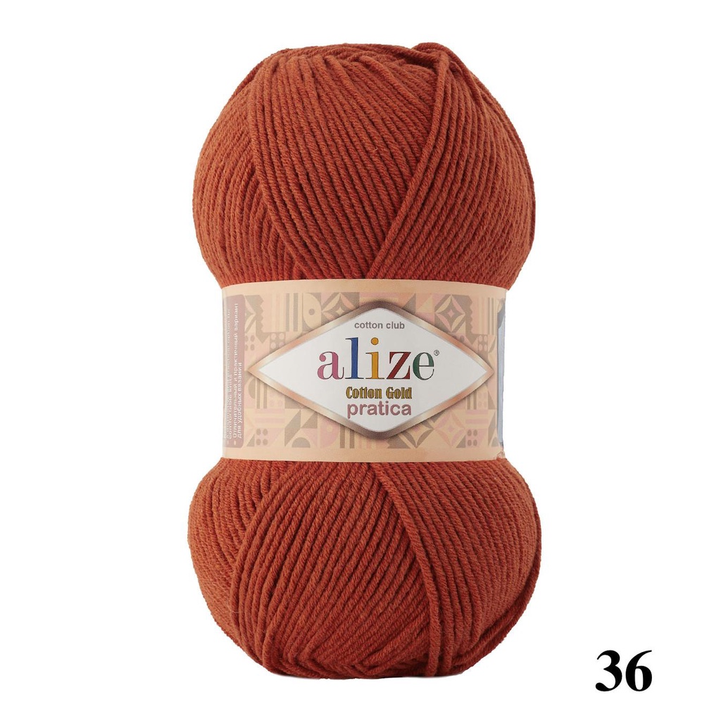 Cuộn len cotton Cotton Gold Pratica hãng Alize Yarns đan móc thú, áo khoác đẹp